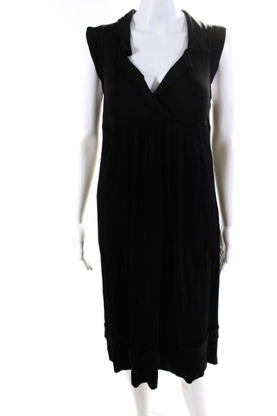 Burberry Womens Jersey Knit V-Neck Sleeveless Knee-Length Dress Black Size 44