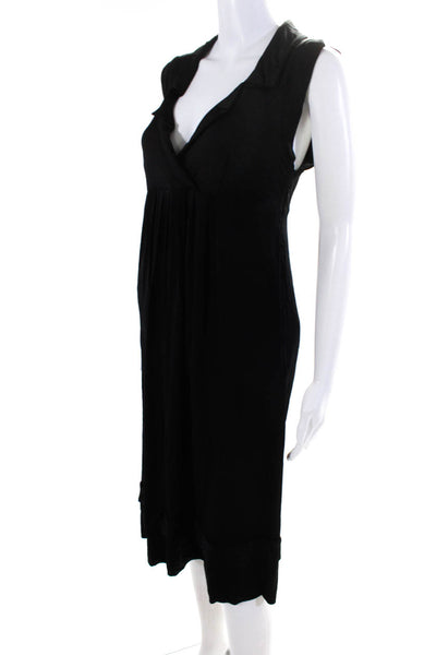 Burberry Womens Jersey Knit V-Neck Sleeveless Knee-Length Dress Black Size 44