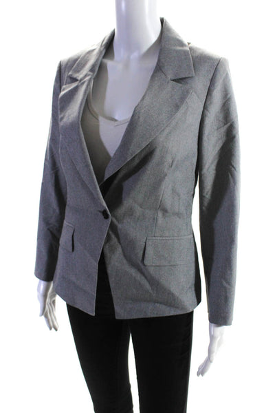 Reiss 1971 Womens Woven Long Sleeve Notched Collar One Button Blazer Gray Size S