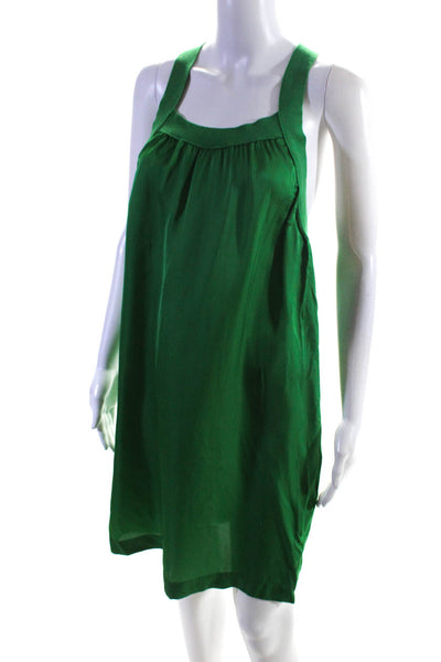 Theory Womens Sleeveless Racerback Pleated Pullover Mini Dress Green Size Small