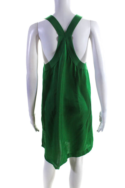 Theory Womens Sleeveless Racerback Pleated Pullover Mini Dress Green Size Small