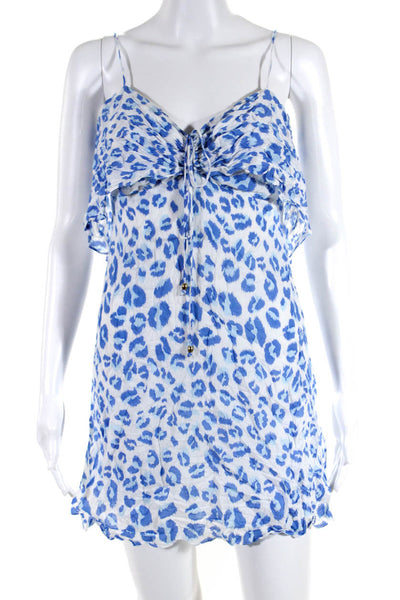 Vix Women's Leopard Print Strappy Mini Dress Blue Size S