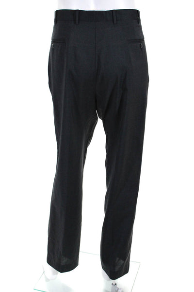 Valentino Men's Pinstripe Flat Front Straight Leg Trouser Pants Gray Size 44