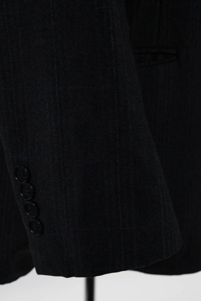 Pierre Cardin Paris Mens Plaid Four Button Peak Lapel Blazer Jacket Gray Size L