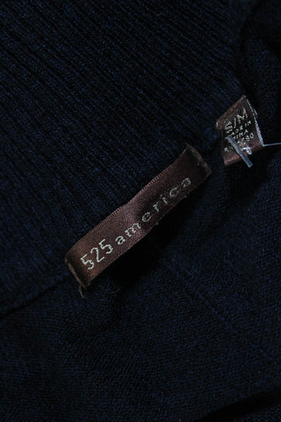 525 America Womens Cotton Rib Knit Asymmetrical Blouse Top Navy Blue Size S/M