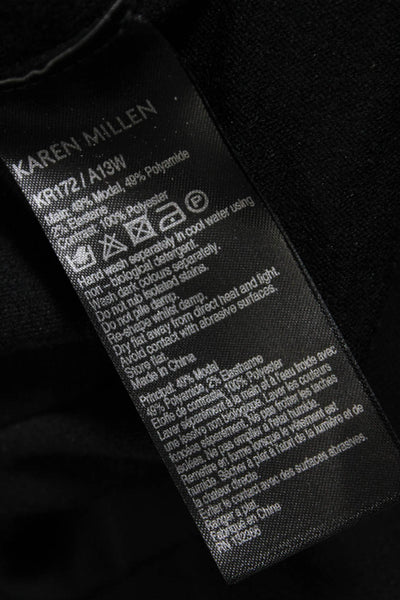 Karen Millen Womens Long Sleeve Sheer Asymmetrical Back Blouse Top Black Size 4