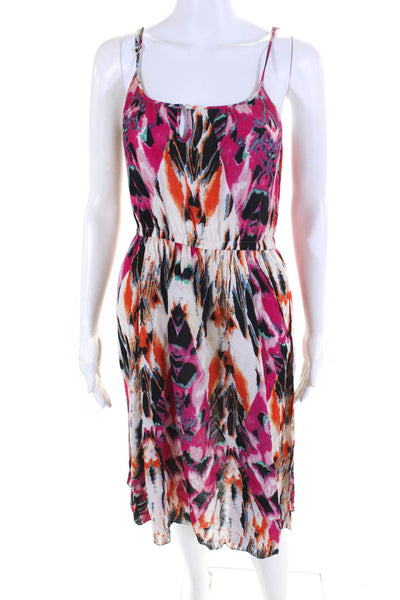 Love Sam Womens Chiffon Abstract Print Empire Waist Dress Multicolor Size M