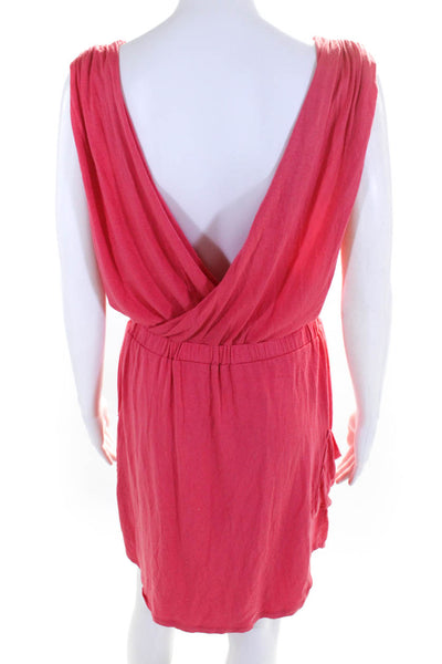 Michael Stars Womens Jersey Knit V-Neck Sleeveless Blouson Dress Pink Size L