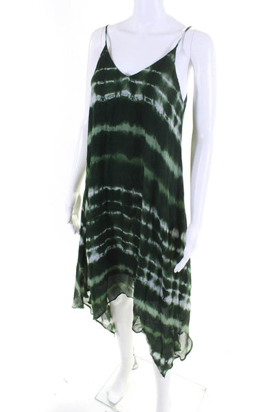Fifteen Twenty Womens Tie Dye Print Asymmetrical Maxi Dress Green Size Small