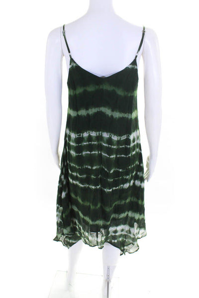 Fifteen Twenty Womens Tie Dye Print Asymmetrical Maxi Dress Green Size Small