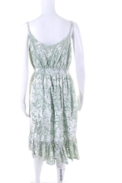 Hemant & Nandita Womens Velvet Metallic Spaghetti Strap Midi Dress Green Size S