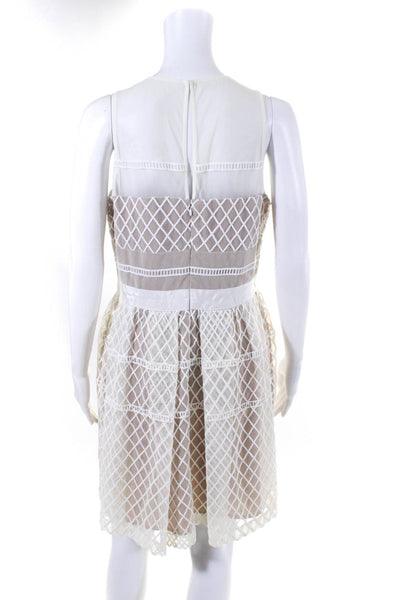 Donna Morgan Womens Diamond Print Sleeveless A Line Dress Brown White Size 10P