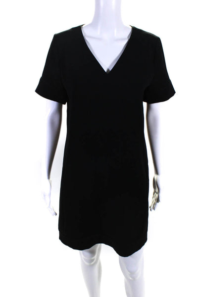 Theory Womens V Neck Short Sleeves Banded Shift Dress Black Size 8
