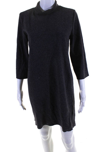 Zara Womens Dark Gray Mock Neck 3/4 Sleeve A-Line Sweater Dress Size M S Lot 2