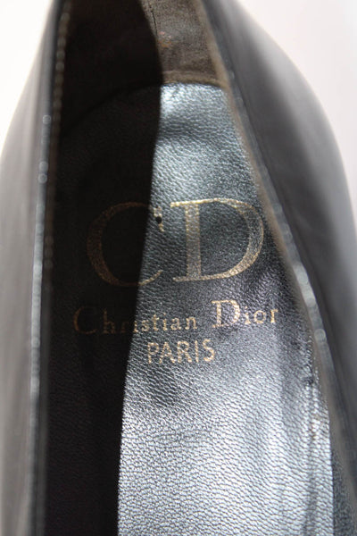 Christian Dior Womens Leather Textured Square Toe Heels Pumps Black Size 5