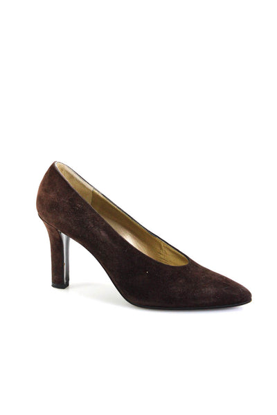 Yves Saint Laurent Womens Suede Pointed Toe Heels Pumps Brown Size 5.5M