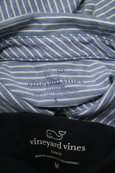 Vineyard Vines Men Cotton Striped Short Sleeve Polo Shirt Blue Size S M Lot 2