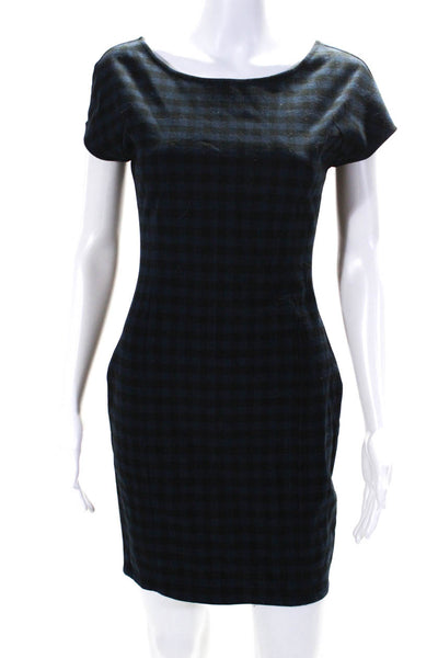 In God We Trust Womens Short Sleeve Checkered Pencil Dress Navy & Black Size XS