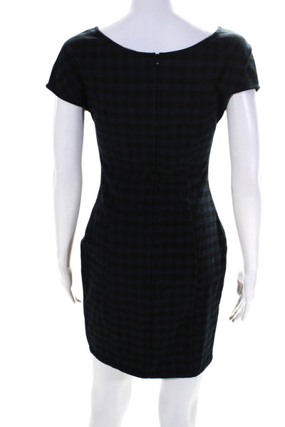 In God We Trust Womens Short Sleeve Checkered Pencil Dress Navy & Black Size XS