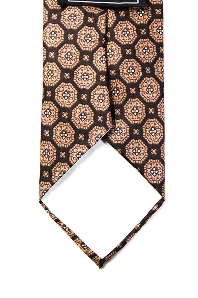 Christian Dior Mens Silk Geometric Print Classic Length Necktie Brown Size OS
