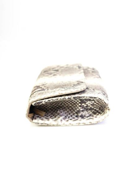 Clever Carriage Company Womens Snakeskin Print Clutch Handbag White Brown