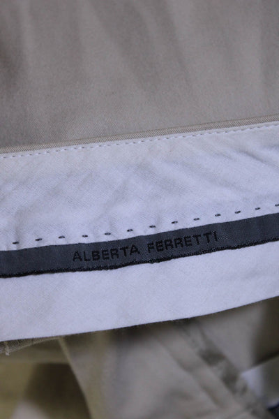 Alberta Ferretti Womens Cotton Mid-Rise Bootcut Trousers Pants Tan Size 6