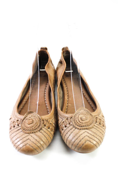 The Frye Company Womens Leather Cut Out Round Toe Ballet Flats Tan Size 7.5M
