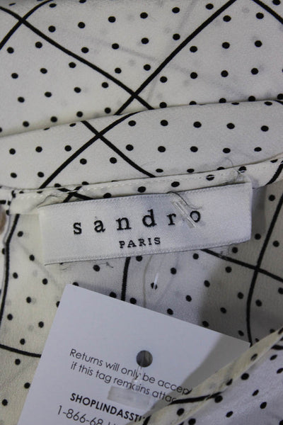 Sandro Women's Round Neck Long Sleeves Blouse Polka Dot Size S