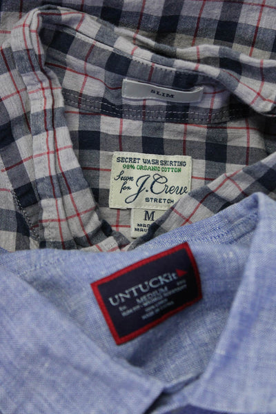 J Crew Untuckit Mens Collared Button Down Shirts Multicolor Blue Size M Lot 2