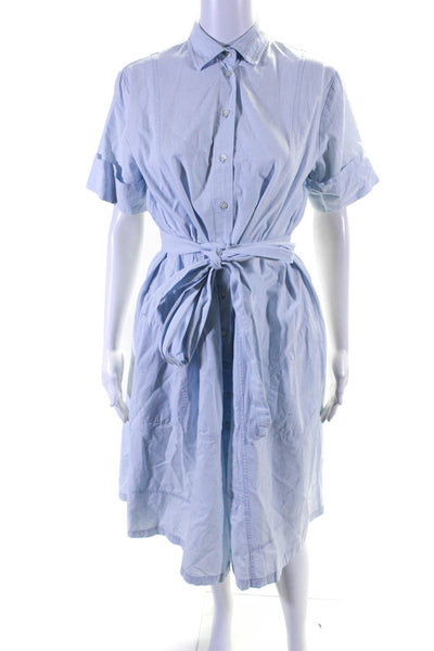 Lisa Marie Fernandez Womens Short Sleeve Button Up Shirt Dress Light Blue Size M