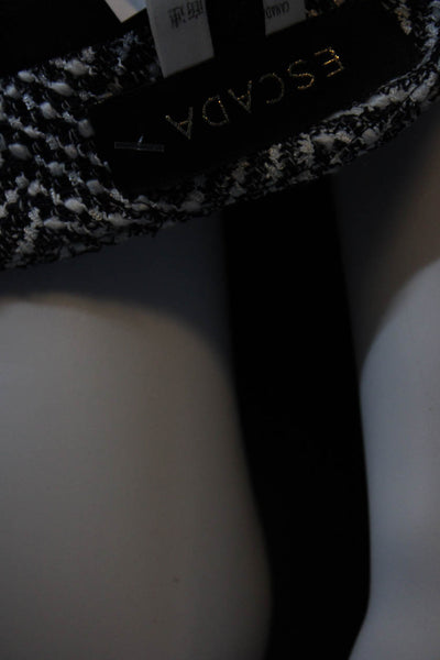 Escada Womens Herringbone Print Above The Knee Pencil Skirt White Black Size 38