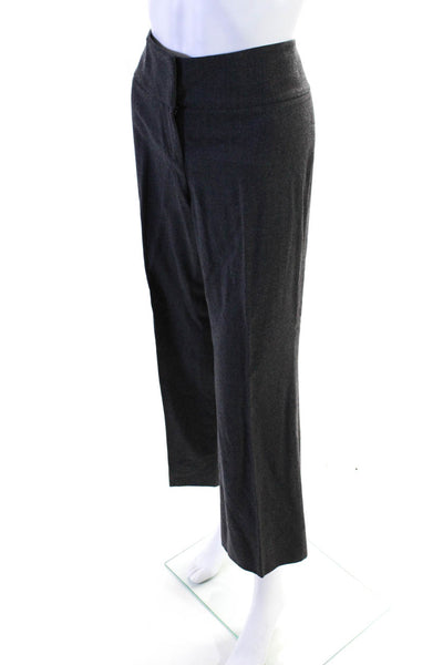 Magaschoni Collection Womens Wool Low-Rise Pleated Front Dress Pants Gray Size M