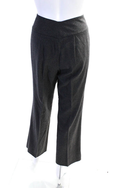 Magaschoni Collection Womens Wool Low-Rise Pleated Front Dress Pants Gray Size M