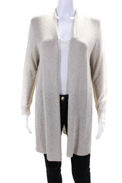 Belford Womens Thin Knit Long Sleeved Open Front Cardigan Sweater Beige Size L