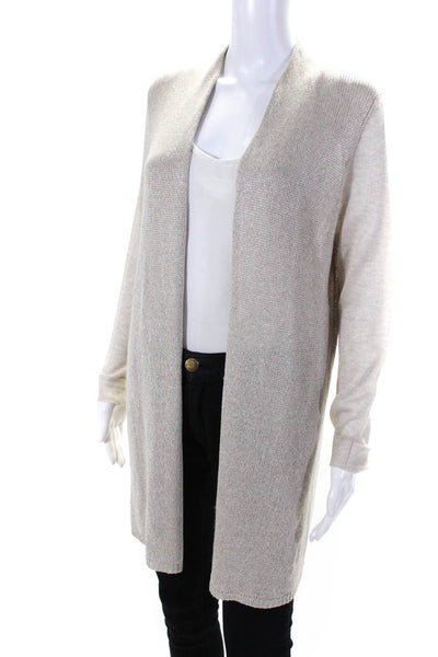 Belford Womens Thin Knit Long Sleeved Open Front Cardigan Sweater Beige Size L