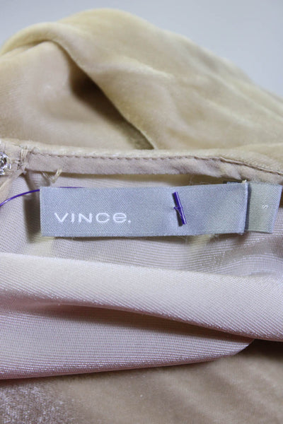 Vince Womens Silk Blend Short Sleeves Blouse Beige Size Small
