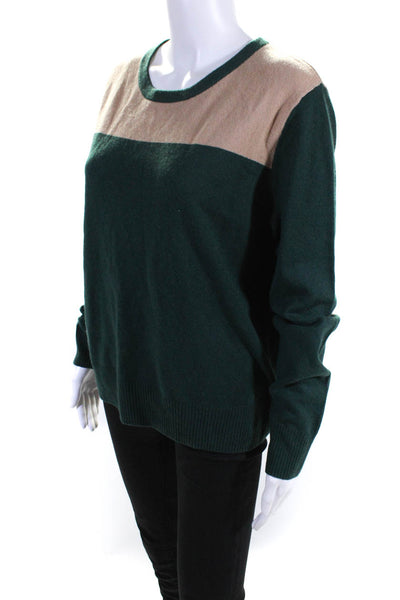 Dolores Piscotta Womens Cashmere Crew Neck Sweater Beige Green Size Large