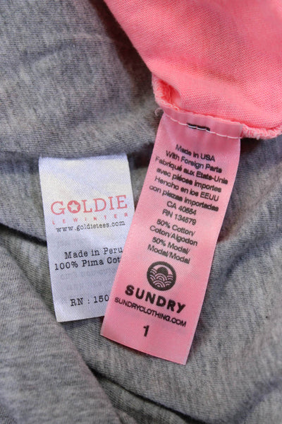 Sundry Goldie Womens Round Neck Long Sleeve Pullover T-Shirt Top Pink Size 1 S