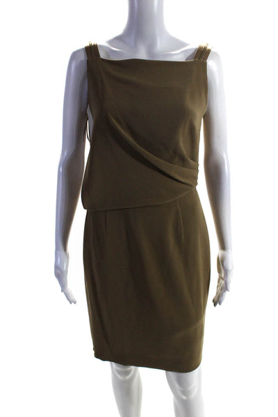Escada Womens Sleeveless Side Zipper Dress Antique Gold Brown Size EUR 34