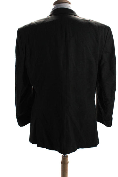 Michael Michael Kors Mens Wool Pinstripe Print Two Button Blazer Gray Size 44