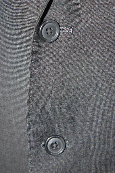 Calvin Klein Mens Wool Textured Two Button Notched Lapel Blazer Black Size 42