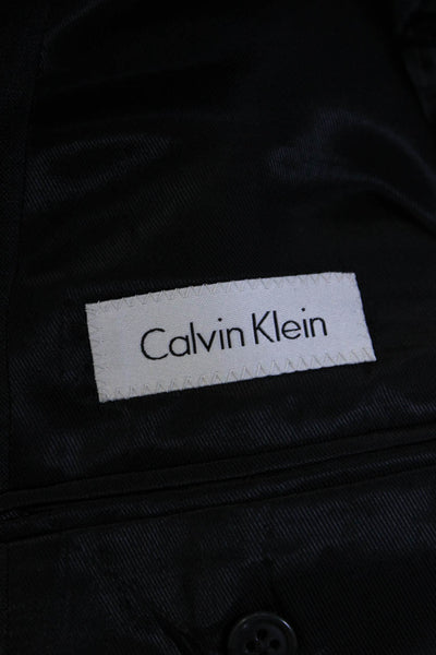 Calvin Klein Mens Wool Textured Two Button Notched Lapel Blazer Black Size 42