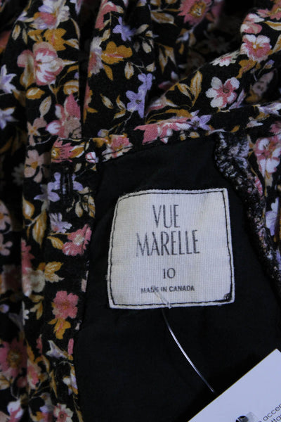 Vue Marelle Girls Long Sleeve Crew Neck Floral Midi Dress Black Multi Size 10