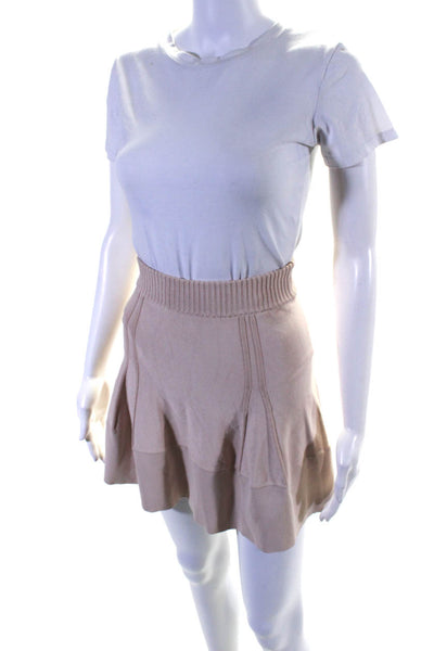 ALC Womens Elastic Stretch Mini Flare Skirt Light Pink Size S