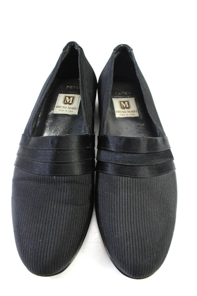 Bruno Magli Womens Leather Slip On Textured Flat Loafers Black Size 8