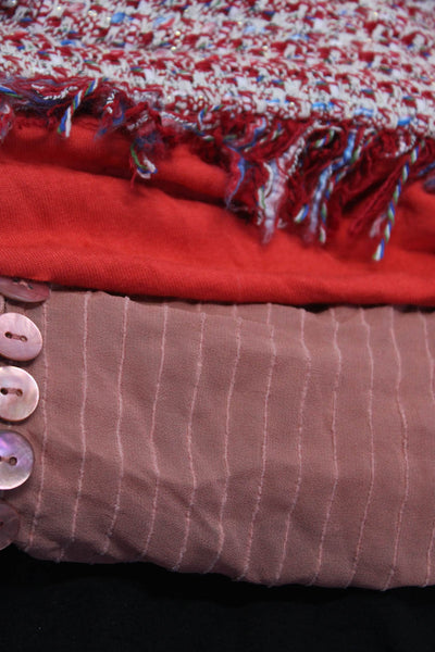 Zara Michael Stars Women's Tweed Fringe Trim Jacket Red Size M S O/S Lot 4