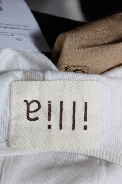 Illia Womens Leather Colorblock Sleeveless Snap V Neck Vest Brown White Size 6