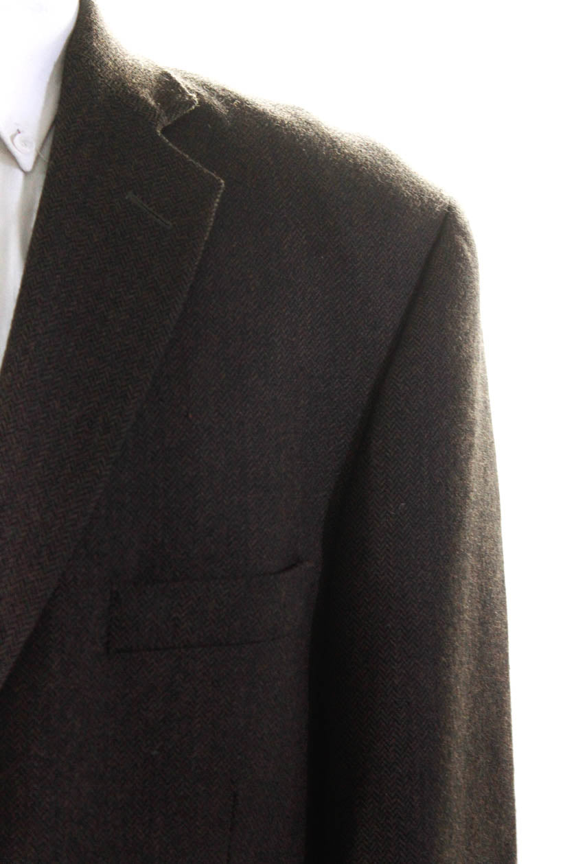 Stafford Mens Wool Chevron Print V-Neck Long Sleeve Suit Jacket