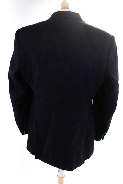 Calvin Klein Mens Wool Polka Dot V-Neck Two Button Suit Jacket Navy Size 44L