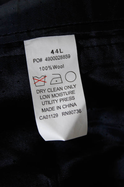 Calvin Klein Mens Wool Polka Dot V-Neck Two Button Suit Jacket Navy Size 44L